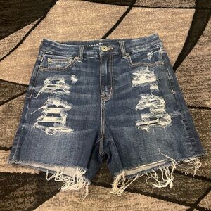 American Eagle Outfitters Blue Distressed Jean Shorts